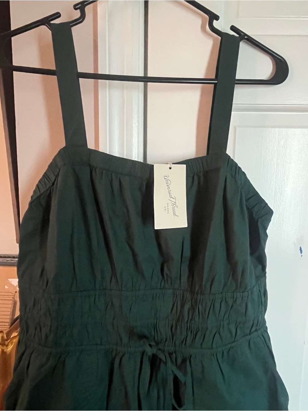 Universal Thread Dark Green Smocked Strap jumpsuit